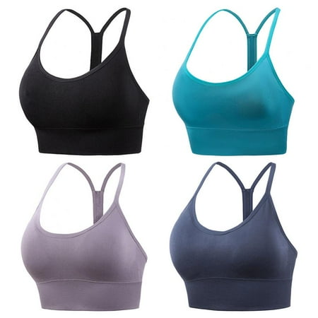 

Linen Purity Y Back Racerback Sports Bras for Women - Spaghetti Straps Padded Yoga Ultra-Soft and Breathable Sports Bras for Women(4-Packs)