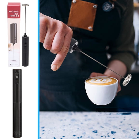 USB Rechargeable Handheld Milk Frother, Adjustable Foam Density Electric Whisk, Perfect for Coffee, Latte, Hot Chocolate, Frappe & Egg Whisking, Battery Powered Portable Drink Mixer, 8*1in, Black