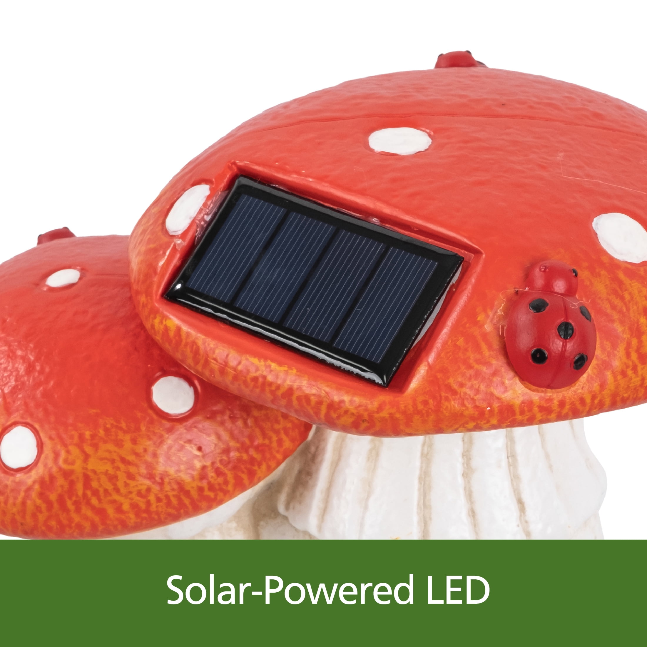 Mainstays Solar Three Mushrooms Outdoor Garden Statue with LED Light, Weather-Resistant
