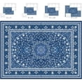 thumbnail image 2 of Reepow 9x12 Faux Wool Machine Washable Vintage Boho Floral Medallion Non-Slip Rubber Low Pile Large Area Rug for Living Room Bedroom Office,Blue White, 2 of 9