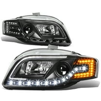 Nuvision for 06-08 Audi A4 S4 B7 Amber Signal Black Housing LED DRL Projector Headlight