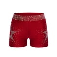 thumbnail image 3 of Hansber Kids Girls Dance Gymnastics Shorts Shiny Rhinestones Elastic Waistband Yoga Tennis Shorts Hot Pants Burgundy 10, 3 of 7