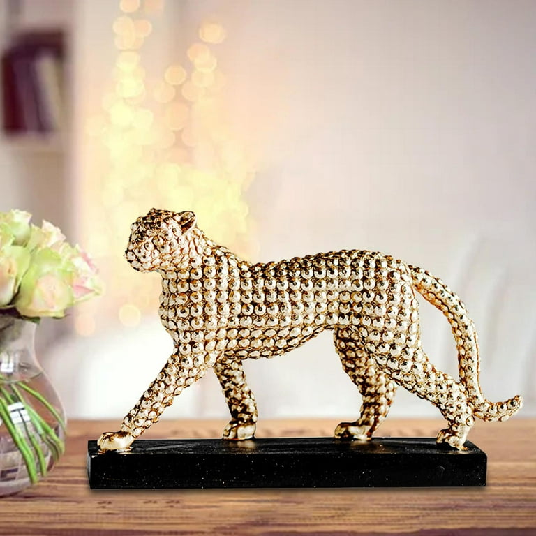 Cheetah Figurine Resin Collectible Cute Exquisite Lifelike Birthday Gift  Animal Sculpture for Shelf Desktop Garden Decoration