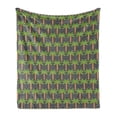 thumbnail image 1 of Exotic Soft Flannel Fleece Throw Blanket, Illustration of Tropical Palm Trees Hawaiian Nature Elements, Cozy Plush for Indoor and Outdoor Use, 50" x 60", Grey Lime Green, by Ambesonne, 1 of 6