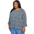 thumbnail image 3 of Alfred Dunner Womens Plus-Size Chevron Textured Knit Top With Necklace, 3 of 4