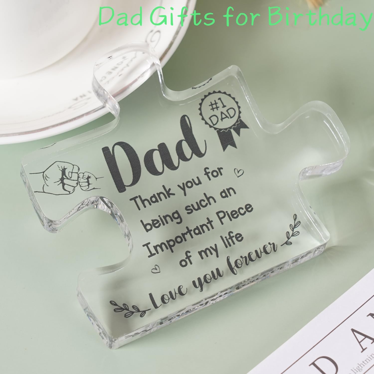 OSDUE Engraved Puzzle Acrylic Plaque For Dad - 3.9 X 3.3 Inches, Father's Day, Birthday Gift From Daughter Or Son