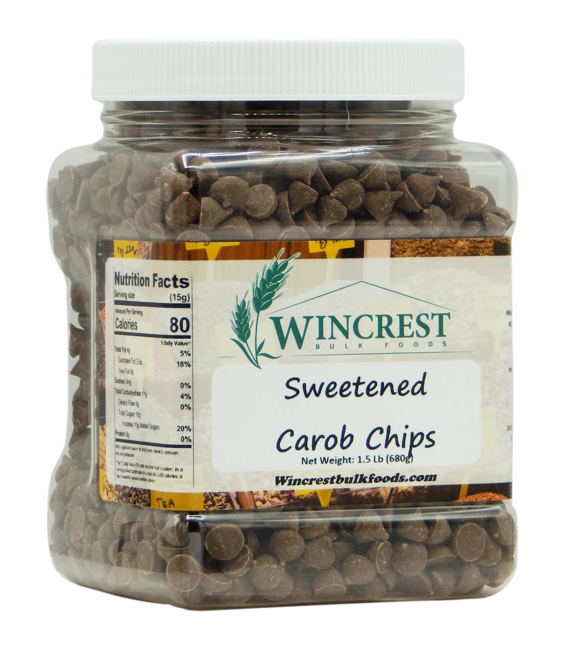 Carob Chips Sugar Sweetened 1.5 Lb Tub