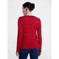 thumbnail image 4 of Scenario Women's and Women's Plus Striped Henley Shirt with Long Sleeves, Sizes XS-4X, 4 of 6