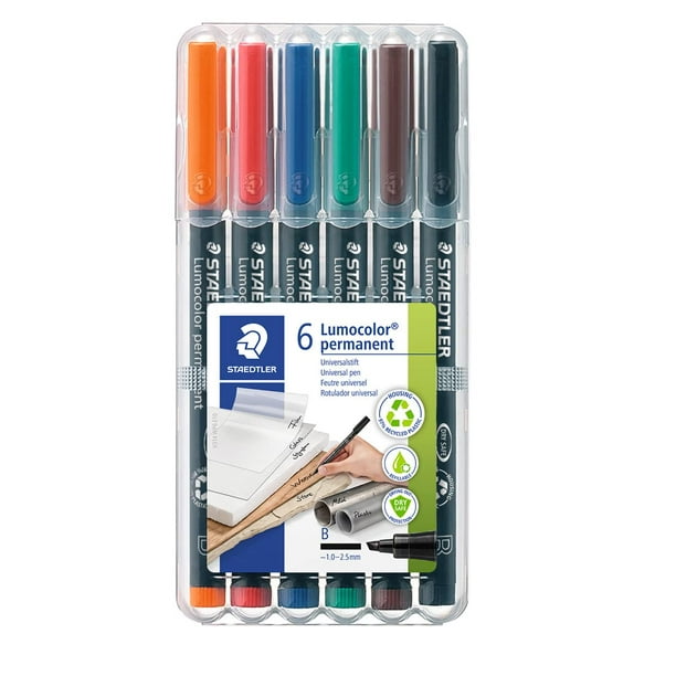 Rotulador permanente universal Lumocolor de STAEDTLER, 2,5 mm, paquete de 6