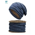 thumbnail image 2 of Deago Winter Beanie Hats Scarf Set Warm Knit Hats Skull Cap Neck Warmer with Thick Fleece Lined Winter Hat & Scarf for Men Women (Navy), 2 of 9