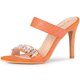 thumbnail image 1 of Sandalias de Tacón de Aguja Allegra K con Diamante de Imitación Brillantina naranja 36, 1 of 7