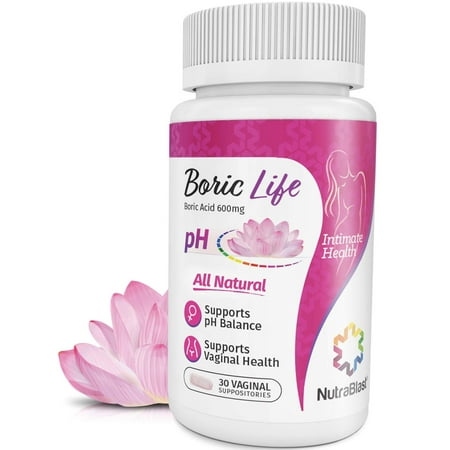 NutraBlast Boric Acid Vaginal Suppositories - 30 Count, 600mg - 100% Pure Made in USA - Boric Life Intimate Health (Best Treatment For High Uric Acid)