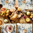 thumbnail image 3 of Fall Placemats Set of 6, Blue Pumpkin Placemat for Dining Table Decorations, Cotton Linen Autumn Place Mats, Teal Leaves Table Mats for Kitchen Dinner Harvest Thanksgiving Holiday Party Decor, 3 of 6