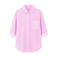 thumbnail image 4 of Sheghy Plus Size Tops Women's Long-sleeved Top Fashionable Button-down Loose Casual Striped Long-sleeved Shirt Pink L, 4 of 9