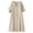 Beige, variant on Womens Button down Dress Linen Maxi Dress 2026 Summer Solid Color Short Sleeve V Neck Breathable Regular Fit Dress Women with Pockets Basic for Business and Casual S-2XL