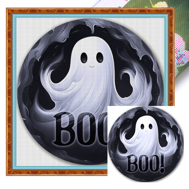 (11CTACC-2525__C__ 40x40) hilo algodón ecológico bordado 11CT 3 hebras impresión 40*40cm kit serie dibujos animados punto cruz fantasma