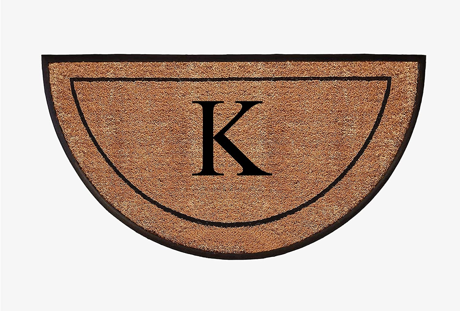 A1HC Natural Coir & Rubber Hand Flocked Large Monogrammed Door Mat