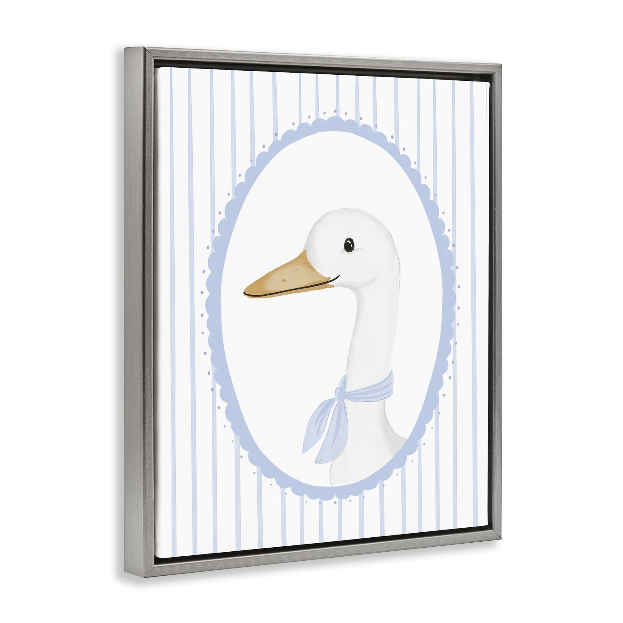 Stupell Industries Dainty Bordered Duck Gray Framed Floater Canvas Wall Art, design by Cherrywood Lane