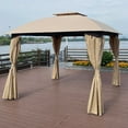 thumbnail image 5 of Hassch 10x10ft Patio Garden Gazebo Canopy Outdoor Gazebo Tent With Curtains, Khaki, 5 of 10