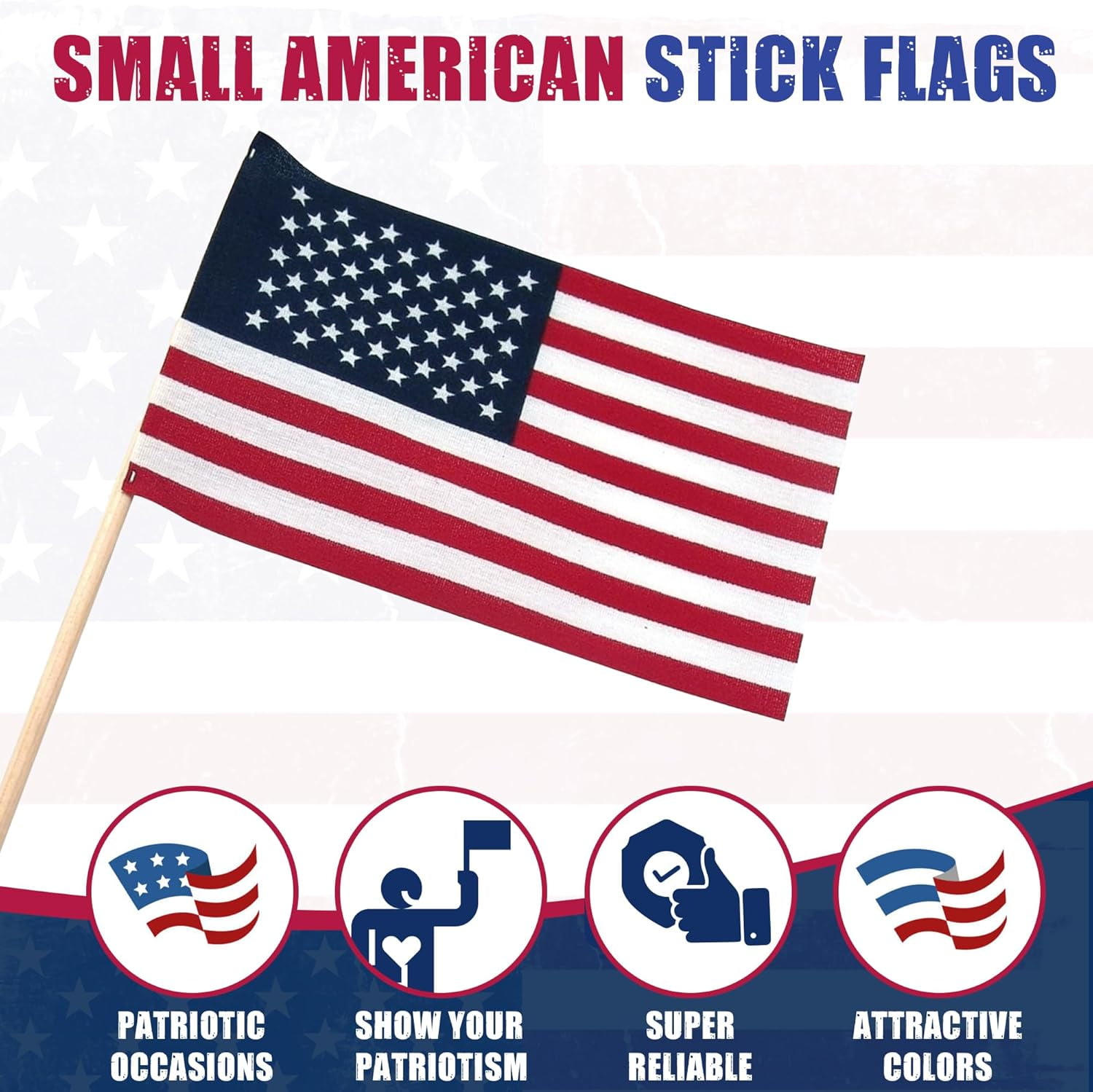 USA Stick Flag  4" x 6" No Tip - 100PK