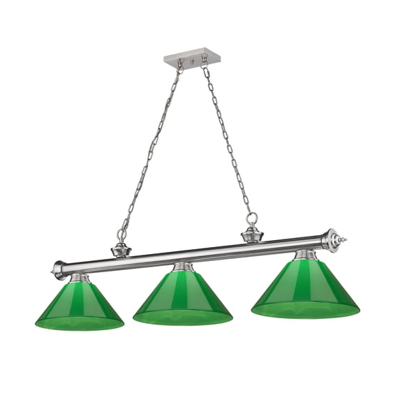 2306-3BN-PGR-Z-Lite-Cordon - 3 Light Billiard In Traditional and Classical Style-14.5 Inches Tall and 14 Inches Wide