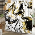 thumbnail image 2 of Black Marble Shower Curtain Abstract Gold Foil Shower Curtains Striped Marble Texture Shower Curtain Sets Elegant Granite Luxury Modern Bathroom Curtain 72x72 in with 12 Hooks, 2 of 6