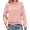 thumbnail image 5 of Brglopf Womens Tops Fall Trendy Dressy Casual Long Sleeve Crewneck Basic T Shirts Solid Loose Textured Tunic Blouses Pink S, 5 of 8