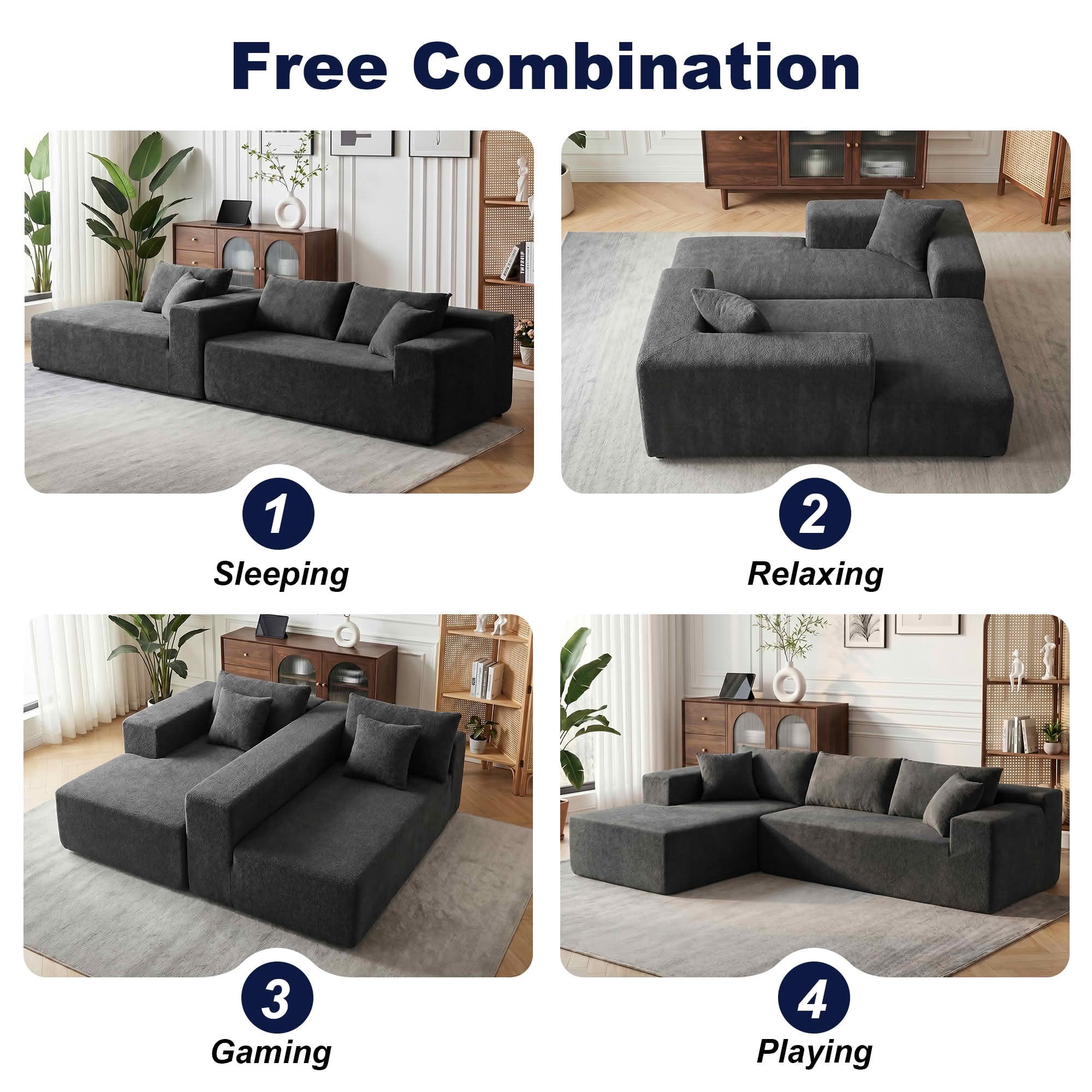 MAYEERTY 104" Cloud Sectional Couch with L-Shape Chaise, Modern Modular Sofa with Deep Seat, Upholstered Couches with Back Cushion for Living Room Bedroom, No Assembly Required