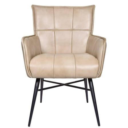 Gabriel Genuine Leather Arm Chair in Mid-Century Stone Finish
