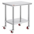 thumbnail image 2 of Heavy Duty Stainless Steel Work Table on Wheels, 24x30 Inch Restaurant Prep Table, Adjustable Casters for Commercial Kitchen & Food Industry (33.8 Inch Height), 2 of 11