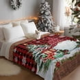 thumbnail image 3 of Christmas Flannel Blanket for Bed,Travel and Camping, Xmas Dwarfs Pine Tree Snowflakes Plaid Wood Grain Super Soft Cozy Blanket for All Seasons 40"x50", 3 of 9