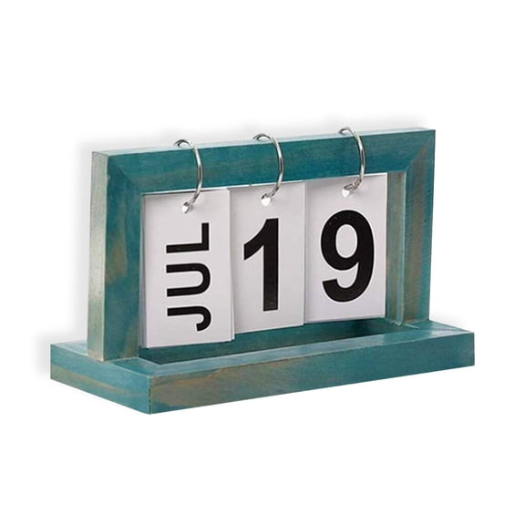 Calendario de giro de página Matsuzay Decoración de madera Negro Azul color madera 20x12x9cm