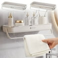 thumbnail image 1 of Wall Mounted Towel Rack, Stainless Steel Storage Shelf, Adjustable Hooks + Corner Design, Modern Bathroom Shelf, For Small Spaces, Rust-Proof Holder, Over-the-Door Organizer, Kitchen Utility Rack, 1 of 9