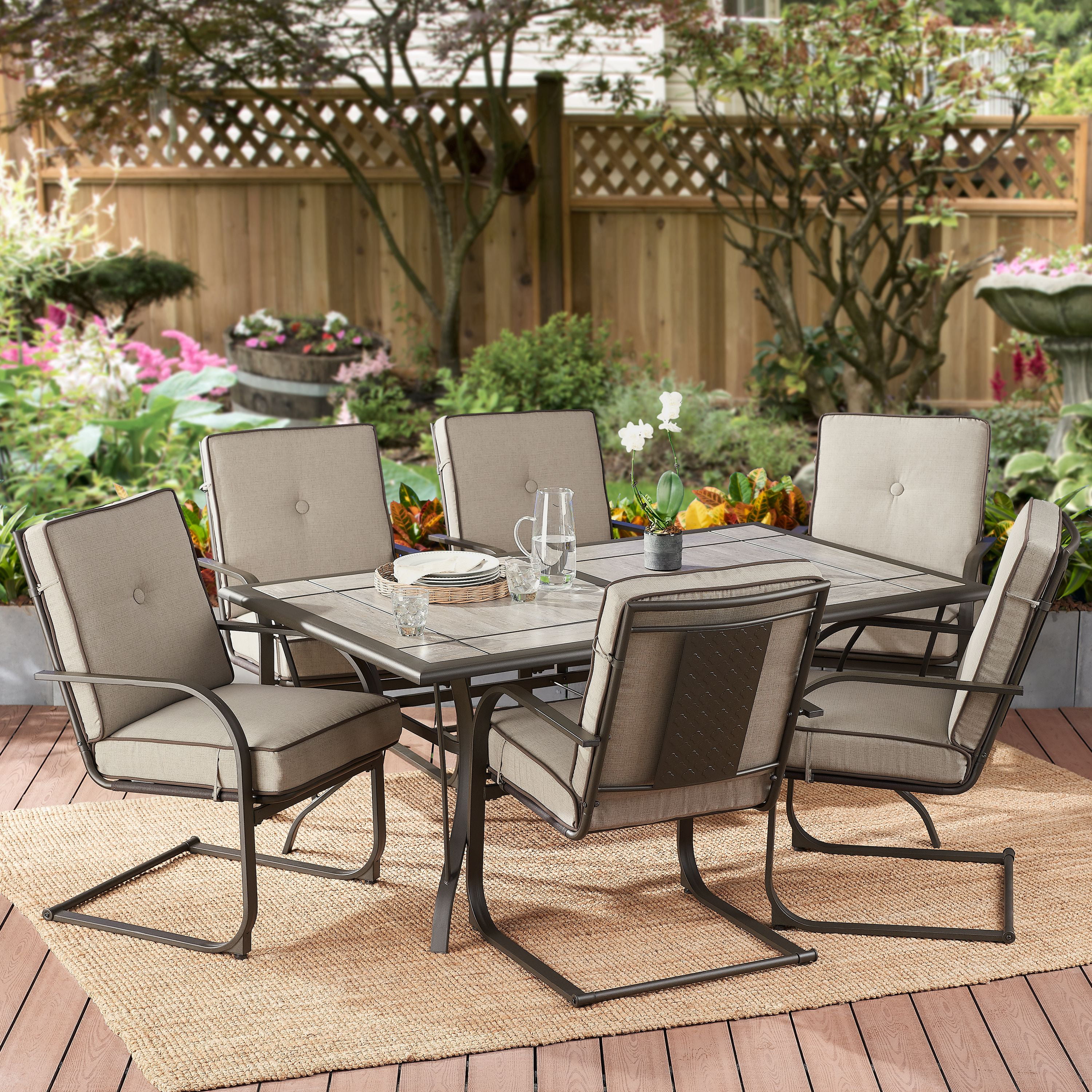 Better Homes & Gardens Everson Patio Dining Chairs with Gray Cushions ...