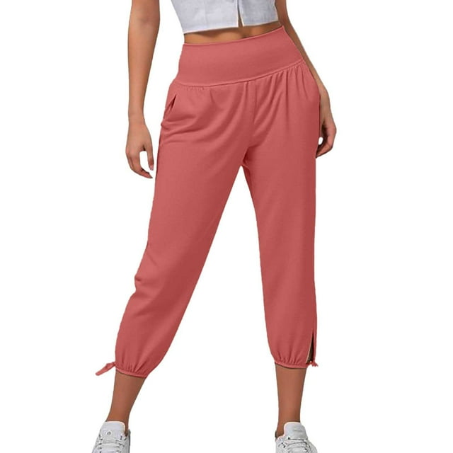 Pantalones cortos holgados de yoga con bolsillos para mujer - Cómodos pantalones capri para correr