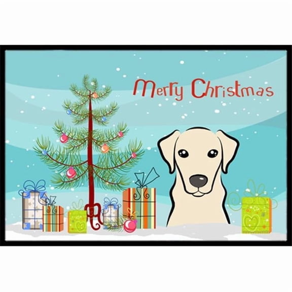 Christmas Tree and Yellow Labrador Door Mat
