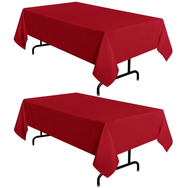 Mantel rojo sancua de poliéster, 152 x 259 cm, para mesa de 6 pies, paquete de 2