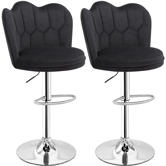 Juego de 2 taburetes de bar VECELO ajustables de terciopelo giratorios 51-109 cm
