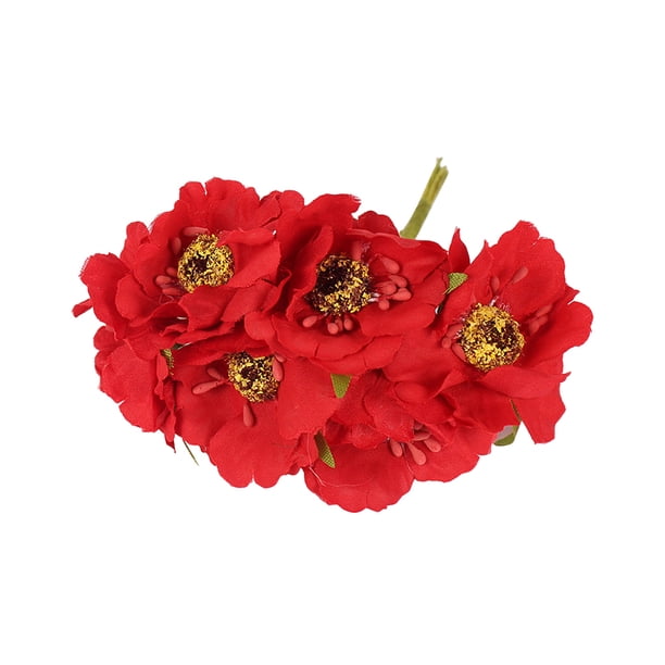 Injueey Craft Mixed Red Artificial Flower Cherry Stamen Berries Bundle DIY Christmas Wedding Cake Caja de regalo Decoración Flores artificiales Tipo20 6 piezas Injueey HA002022-20