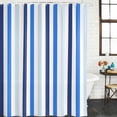 thumbnail image 2 of Blue Ombre Stripes Bathroom Shower Curtains with Hooks, Minimalist Abstract Vertical Striped Waterproof Fabric Washable Shower Curtain for Home Hotel Bathtub Decor 72x72 Inch, 2 of 9