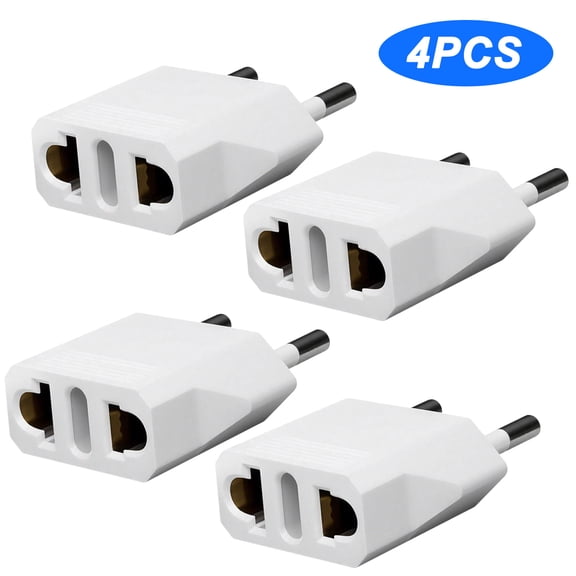 Sherry European Plug Adapter Power Converter, Travel from USA US to EU Europe, European Travel Plug Adapter, International Outlet Adaptor, America to Euro Outlets, Type C 4-Pack White
