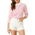 thumbnail image 1 of INSPIRE CHIC Chemisier pour Femme à Col Peter Pan Contrastant, Manches 3/4, 1 of 6