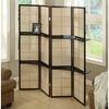 Monarch Specialties Cappuccino 4 Panel Folding Screen With 2 Display Shelves