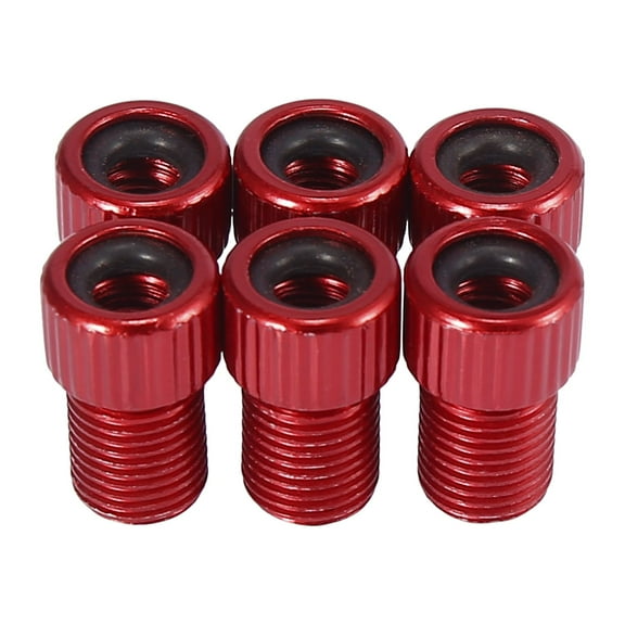 6pcs Aluminum Alloy Bike Bicycle Pump Adapter for Bike Tire Inflator Air Pump Compressor Red