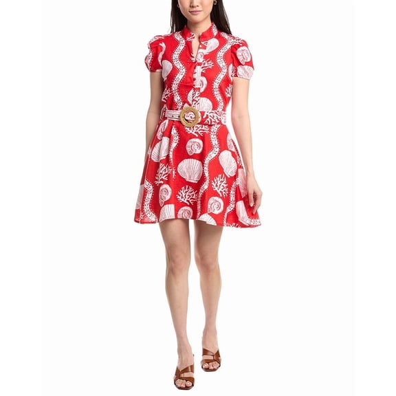 Sail to Sable womens Belted Shirtdress, s, Red