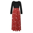 thumbnail image 4 of Fayshow0 Up To 50% Off Womens Christmas Dresses Costume Women's Plus Size Christmas Print Sleeve Round-neck Ankle-Length Dress,Red XXL, 4 of 6