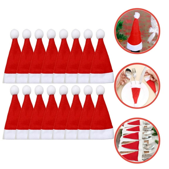 HOMOBABE Red Miniature Santa Hats Fabric Tiny Hats for Crafts 25Set 4.7In