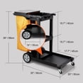 thumbnail image 5 of Cleaning Cart, 3-Shelf Commercial Janitorial Cart, 200 lbs Capacity Plastic Housekeeping Cart, with 25 Gallon PVC Bag and Cover, 47 x 20 x 38.6in, Yellow&Black, 5 of 6
