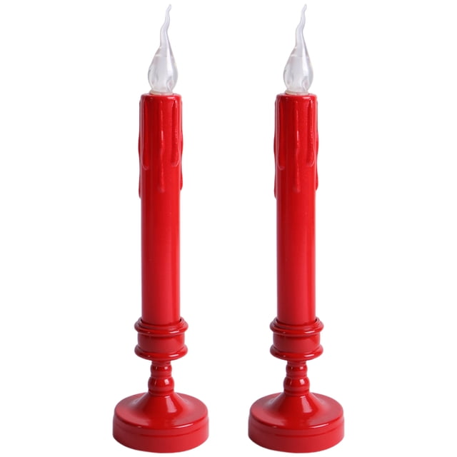 1 Pair Battery Operated LED Candles Plastic Flickering Warm Candles Flameless Sacrifice Lights