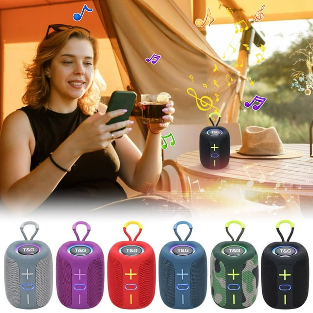 Feltree Portable Wireless Bluetooth Handheld Speaker with Colorful LED Lights, TF Card AUX USB Connectivity, High Bass Stereo Sound for Outdoor Parties Camping and Hiking